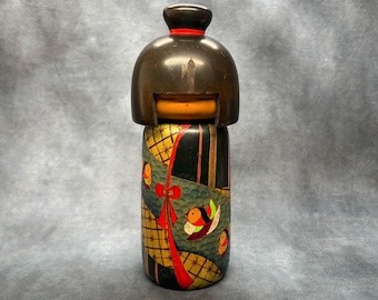 Large Kokeshi Doll, Vintage Wooden Sosaku Kokeshi, Hand Made Folk Art From Japan
