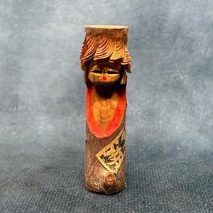 Miniature Kokeshi Doll, Vintage Japanese Wooden Kokeshi, Hand Made Folk Art From Japan