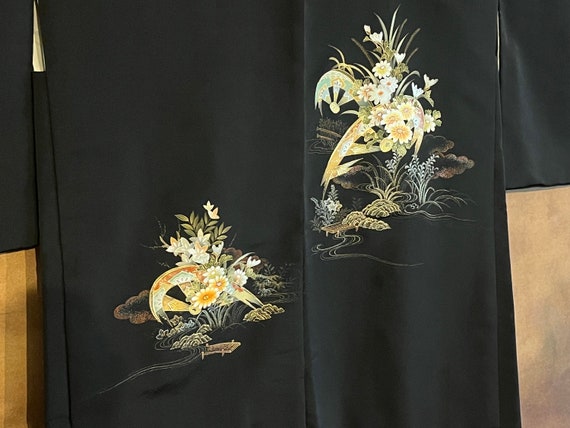Japanese Haori Kimono, Black Kimono Robe Vintage … - image 3