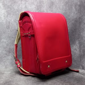 Sac à dos Randoseru, sac Randoseru japonais magenta foncé à points serrés, cartable japonais rose foncé