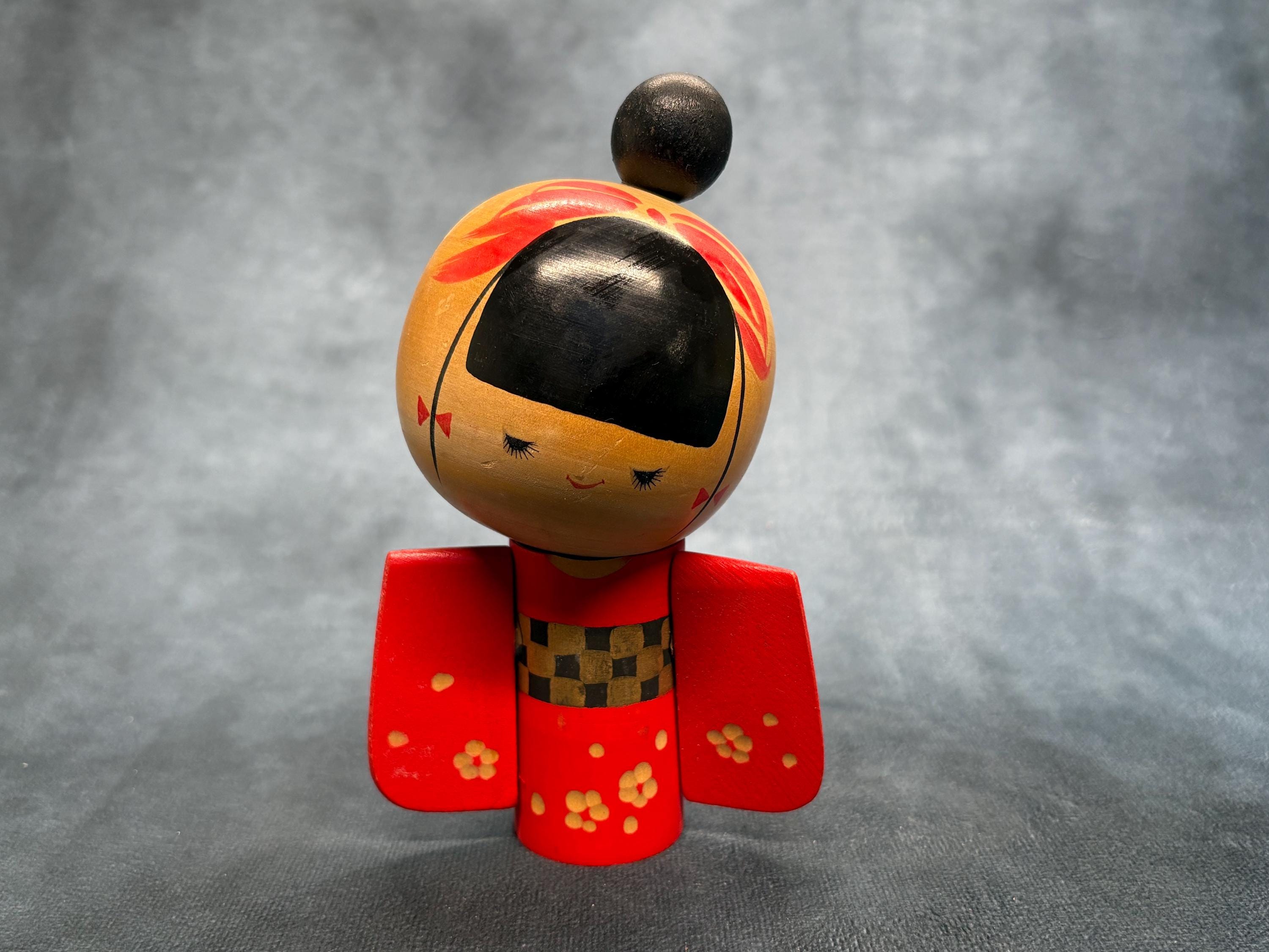 Sekiguchi Sansaku Kokeshi, Kokeshi Doll, Vintage Wooden Sosaku