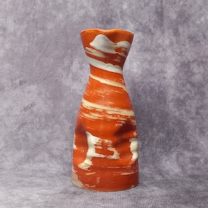Vintage Orange Hand Painted Japanese Sake Bottles, Japanese Porcelain Saki Jug, Studio Pottery