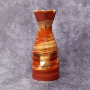 Vintage Orange Hand Painted Japanese Sake Bottles, Japanese Porcelain Sake Jug, Studio Pottery