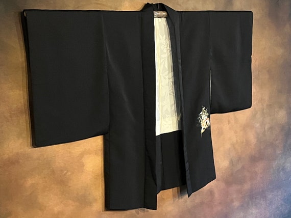 Japanese Haori Kimono, Black Kimono Robe Vintage … - image 6