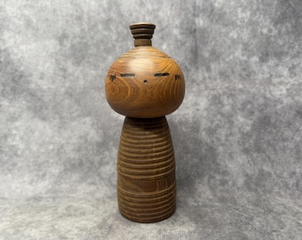 山川勇創作こけし、ヴィンテージ木製創作こけし、日本の手作り民芸品