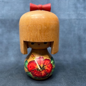 Creative Kokeshi Doll, Vintage Wooden Sosaku Kokeshi, Hand Made Folk Art From Japan