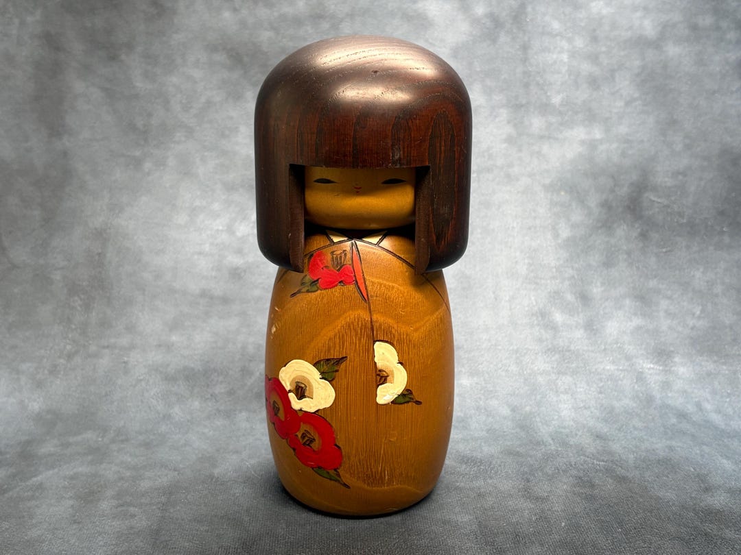 岡本卯三郎創作こけし、ヴィンテージ木製創作こけし、日本の手作り民芸