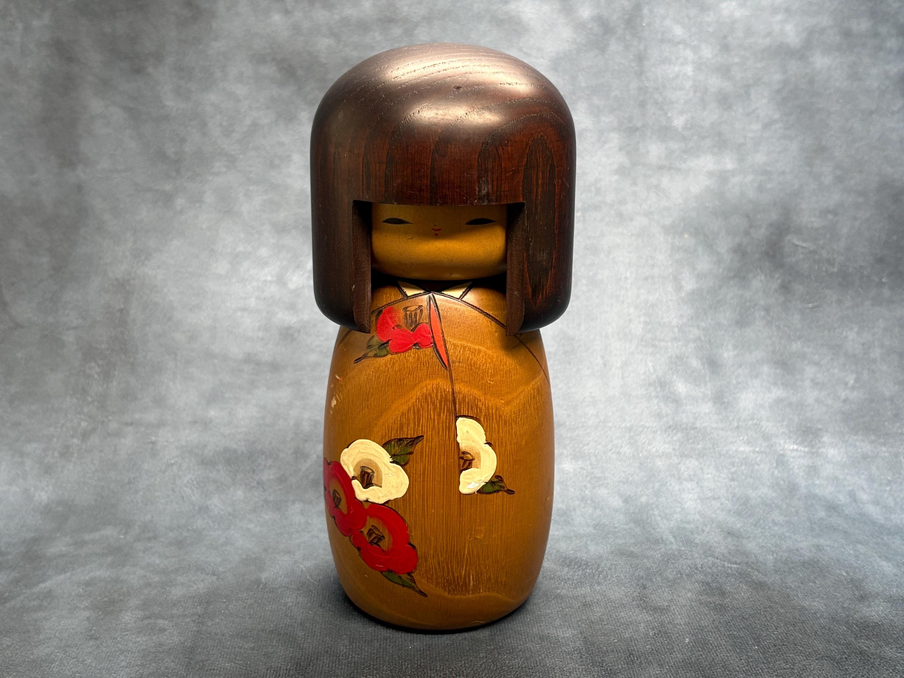 岡本卯三郎創作こけし、ヴィンテージ木製創作こけし、日本の手作り民芸