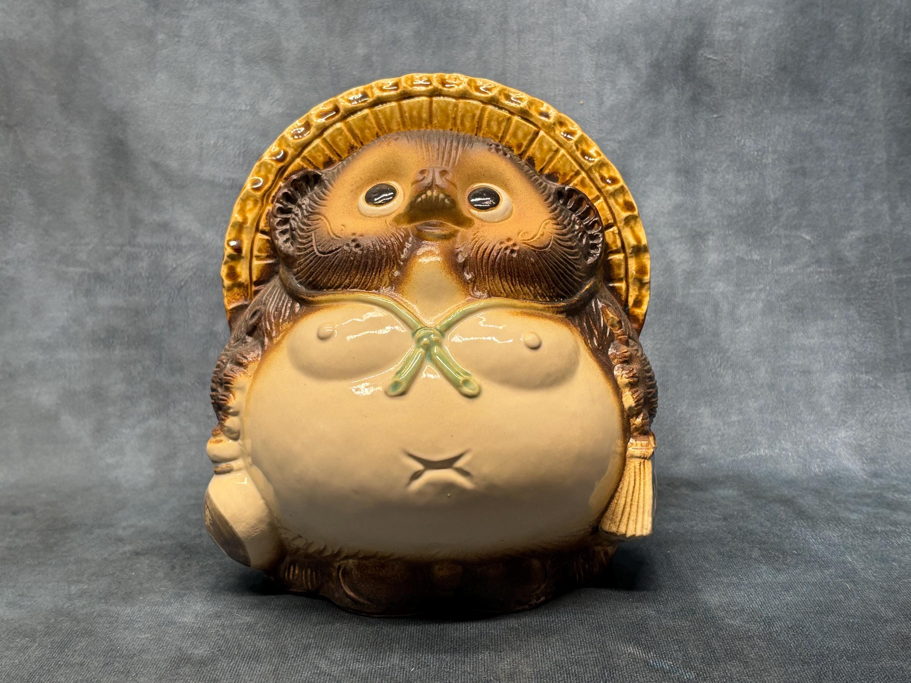 日本製信楽焼 たぬき 狸 徳利 陶器 ヴィンテージ 磁器 装飾像 22 cm