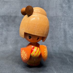Creative Kokeshi Doll, Vintage Wooden Sosaku Kokeshi, Hand Made Folk Art From Japan