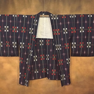 Japanese Haori Kimono, Blue Silk Lined Kimono Robe, Vintage Kimono Jacket