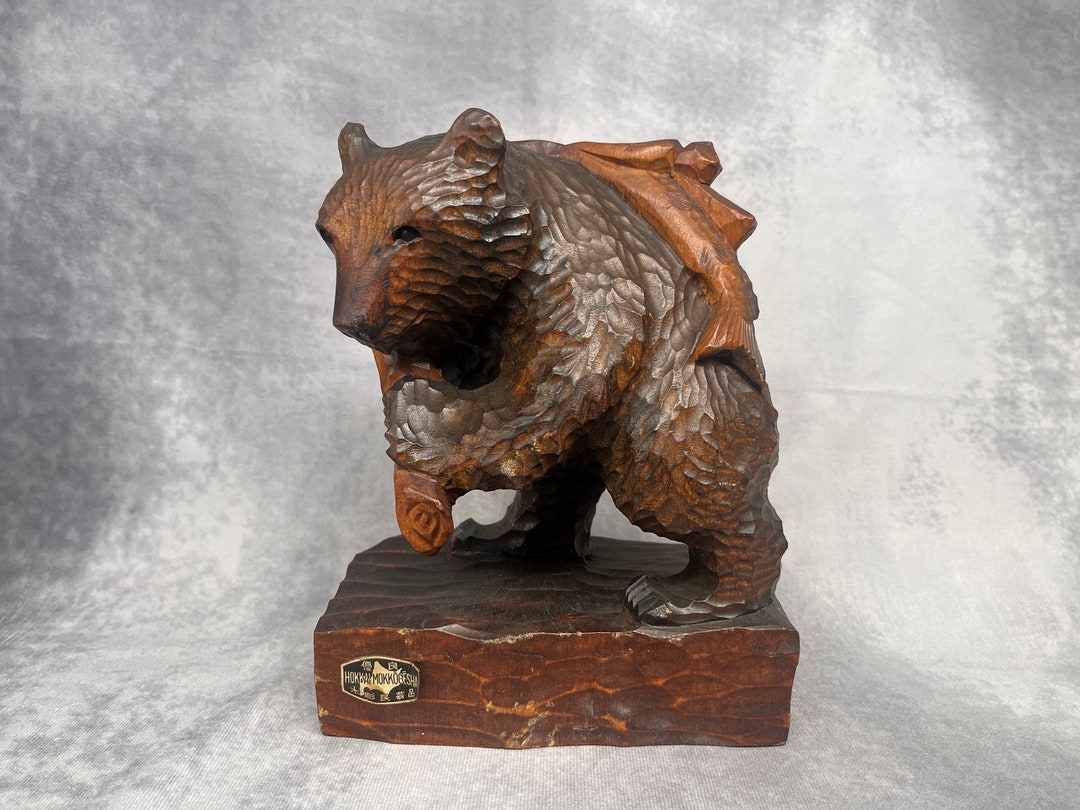 Japanese Ainu Bear, Vintage 1970 Hand Carved Wooden Bear From Japan ...