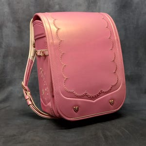 Sac à dos Randoseru, sac Randoseru japonais rose métallique à points serrés, cartable rose