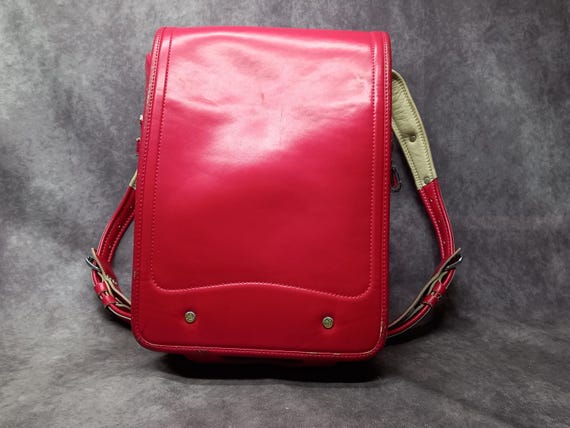 Japanese Style Randoseru Backpack For Kids - PU Leather School Bag With Rain Cover (Brown Red) - View #9