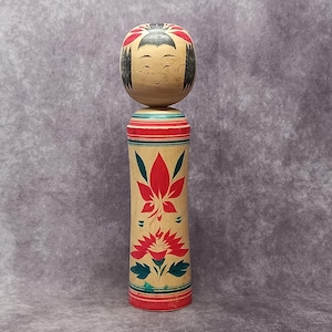 Vintage Japanese Kokeshi Doll, Traditional Wooden Kokeshi, Hand Made Folk Art From Japan