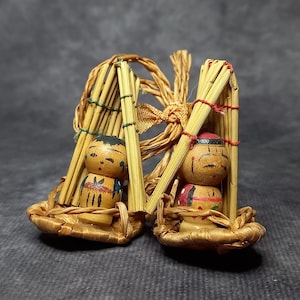 Miniature Kokeshi Doll, Vintage Japanese Wooden Kokeshi, Hand Made Folk Art From Japan