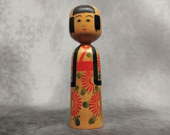 Poupée Kokeshi japonaise vintage, Kokeshi en bois, art populaire japonais fabriqué à la main