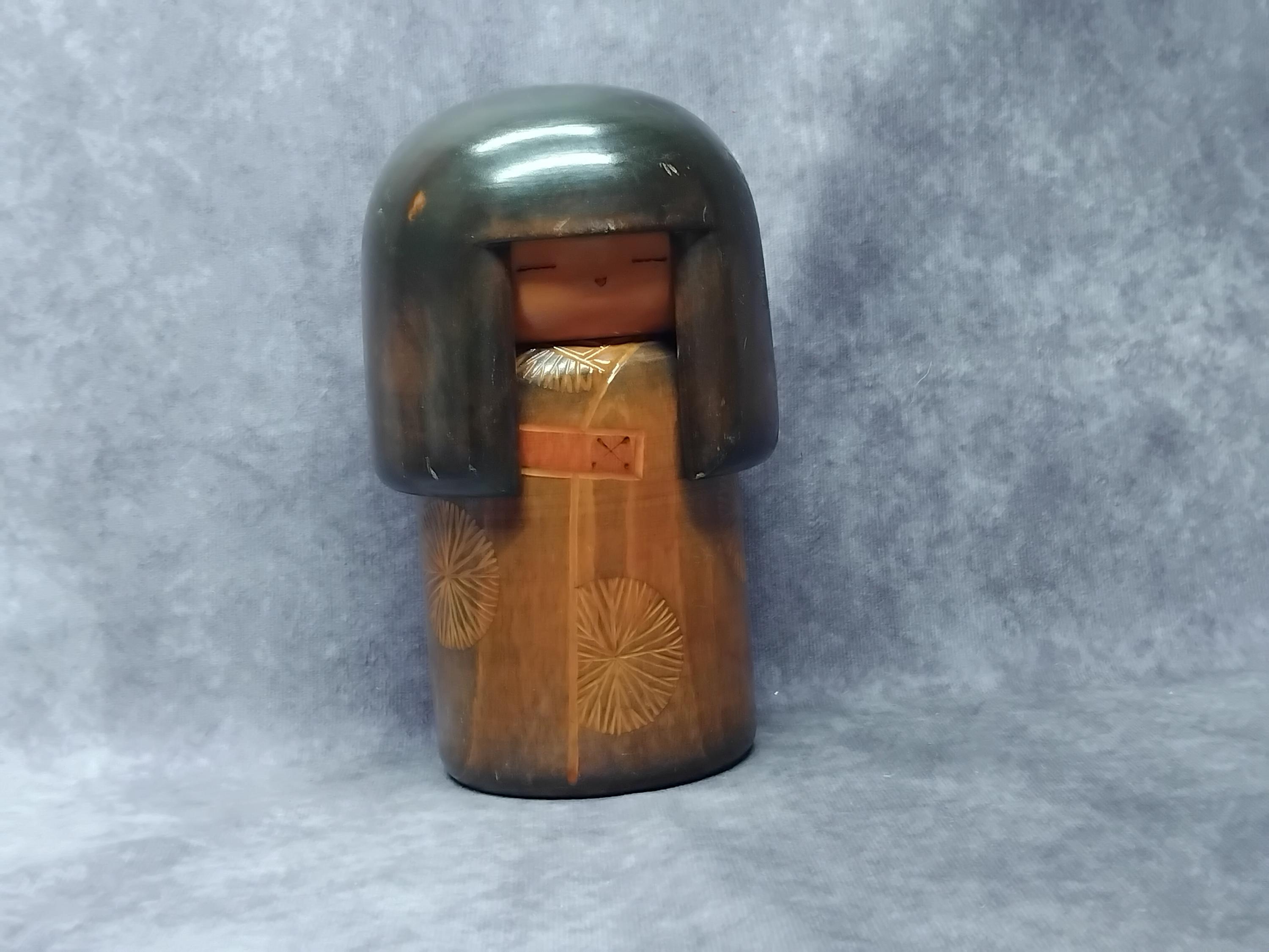 関口三作こけし、こけし人形、ヴィンテージ木製創作こけし、日本の