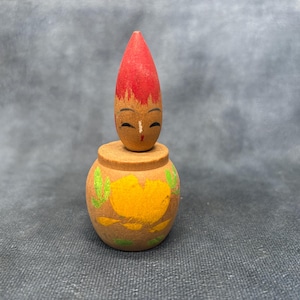 Miniature Kokeshi Doll, Vintage Japanese Wooden Kokeshi, Hand Made Folk Art From Japan