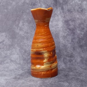 Vintage Orange Hand Painted Japanese Sake Bottles, Japanese Porcelain Sake Jug, Studio Pottery
