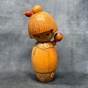Creative Kokeshi Doll, Vintage Wooden Sosaku Kokeshi, Hand Made Folk Art From Japan