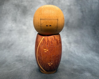 保坂虎雄創作こけし、ヴィンテージ木製創作こけし、日本の手作り民芸品