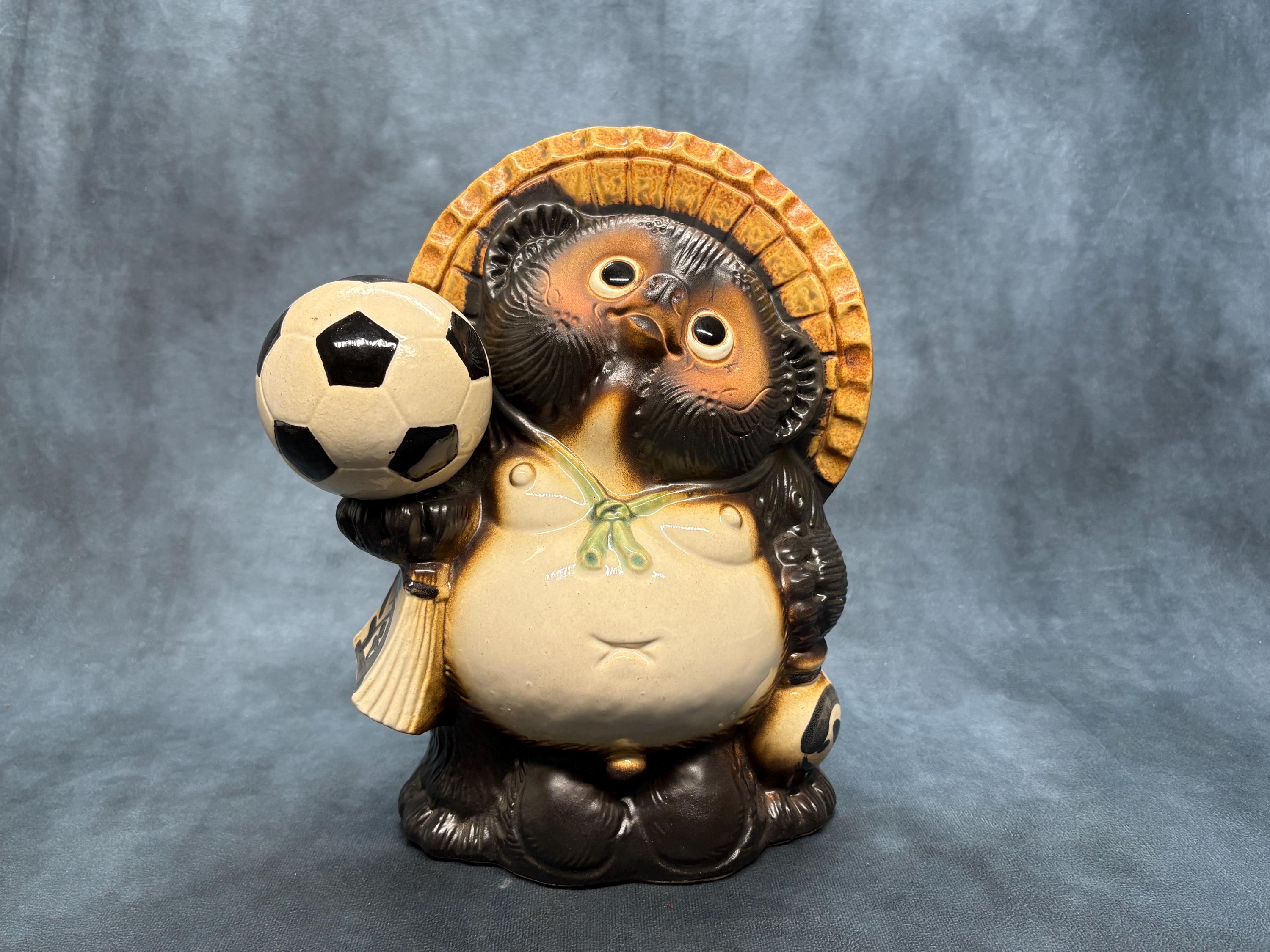 Large Japanese Shigaraki-ware Tanuki Raccoon Dog Tokkuri Pottery