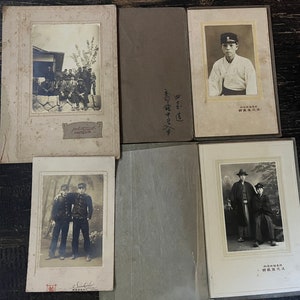 4 antike japanische professionelle Porträtfotografien auf Passepartout
