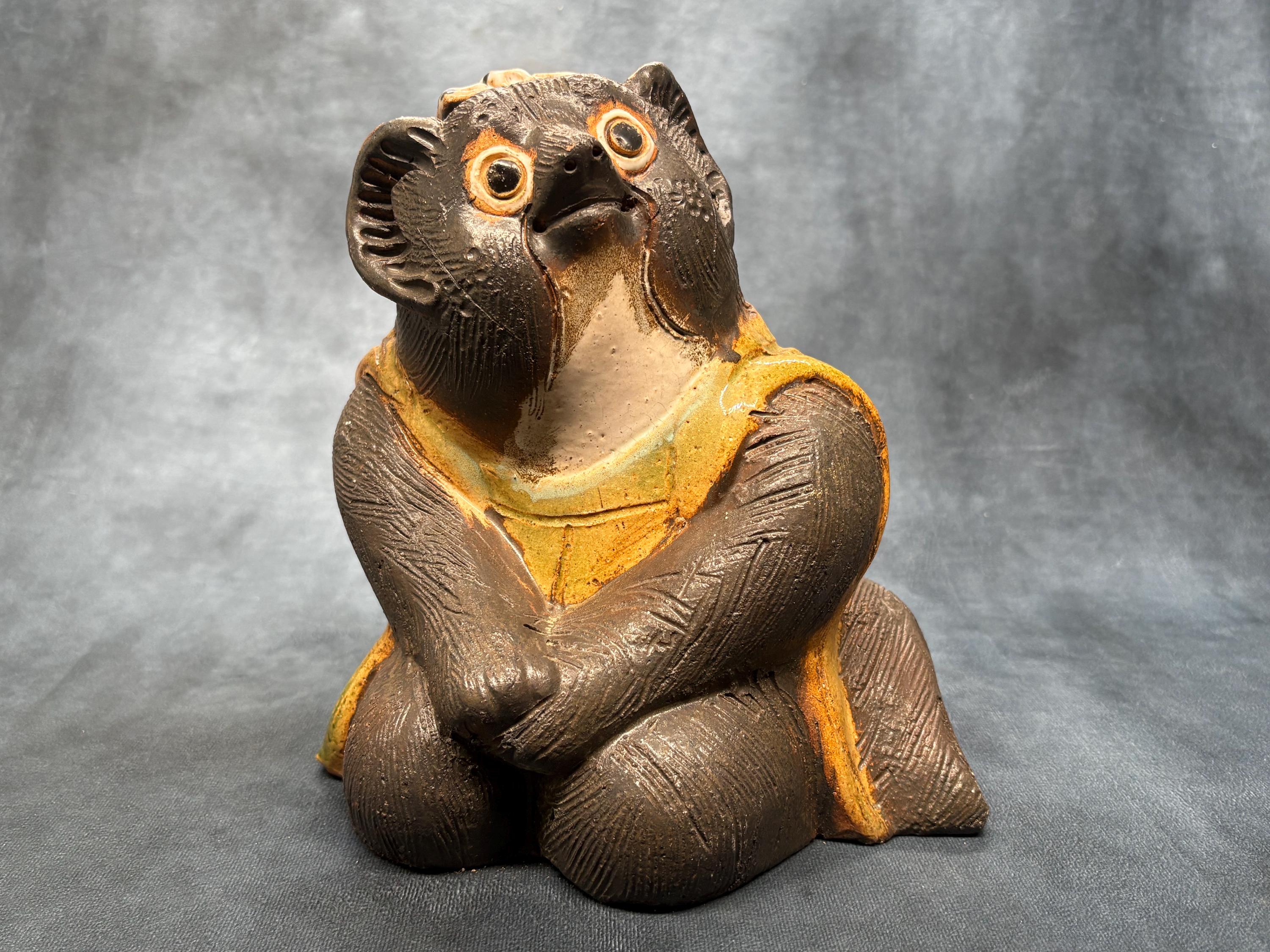 Large Japanese Tanuki Raccoon Dog, Good Fortune Vintage Porcelain