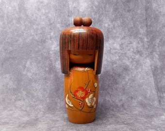 童女 石田富雄作 近代名作木製こけし人形 約26cm 箱付き 作家物 石田富雄創作こけし、ヴィンテージ木製創作こけし、日本の手作り民芸品
