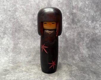 Okamoto Usaburo Creative Kokeshi Doll, Vintage Wooden Sosaku Kokeshi, Hand Made Folk Art From Japan