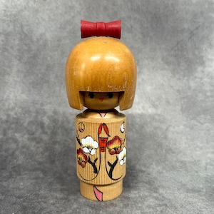 Tomio Ishida Creative Kokeshi Doll, Vintage Wooden Sosaku Kokeshi, Hand Made Folk Art From Japan