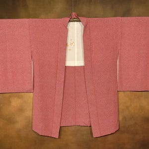 Japanese Haori Kimono, Red on White Silk Lined Kimono Robe, Vintage Kimono Jacket