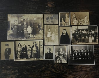 Collection of Antique Photographs, 12 Antique Japanese Photographs c1900-1950’s Sepia / B&W Mixed Subject