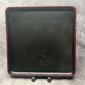 Large Lacquer Tray Vintage Japanese Lacquered Tray, Tea Tray, Dinner Tray, Serving Tray 33.2cm square c 1950’s - Cracked lacquer