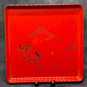Large Lacquer Tray Vintage Japanese Lacquered Tray, Tea Tray, Dinner Tray, Serving Tray 36.5cm square