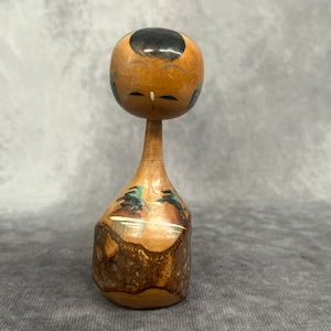 Miniature Bobblehead Kokeshi Doll, Vintage Japanese Wooden Kokeshi, Hand Made Folk Art From Japan