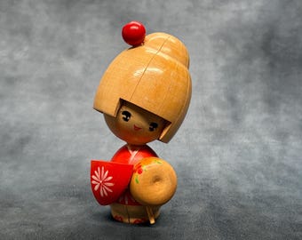 石田和一こけし、ヴィンテージ木製創作こけし、日本の手作り民芸品