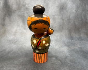 ミニチュア首振りこけし人形、ヴィンテージ日本製木製こけし、日本製