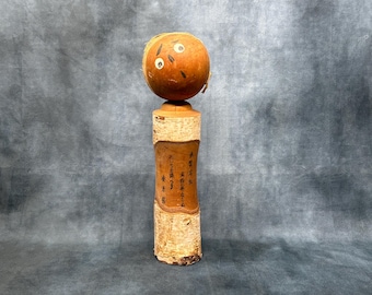 Large Birchwood Kokeshi Doll, Vintage Wooden Kokeshi, Hand Made Folk Art From Japan