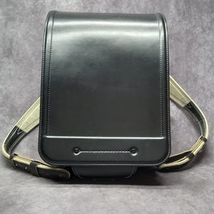 Sac à dos Randoseru, noir avec bordure bleue Sac Randoseru japonais à coutures serrées, cartable japonais noir