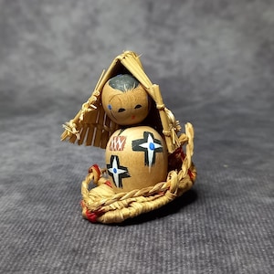 Miniature Kokeshi Doll, Vintage Japanese Wooden Kokeshi, Hand Made Folk Art From Japan