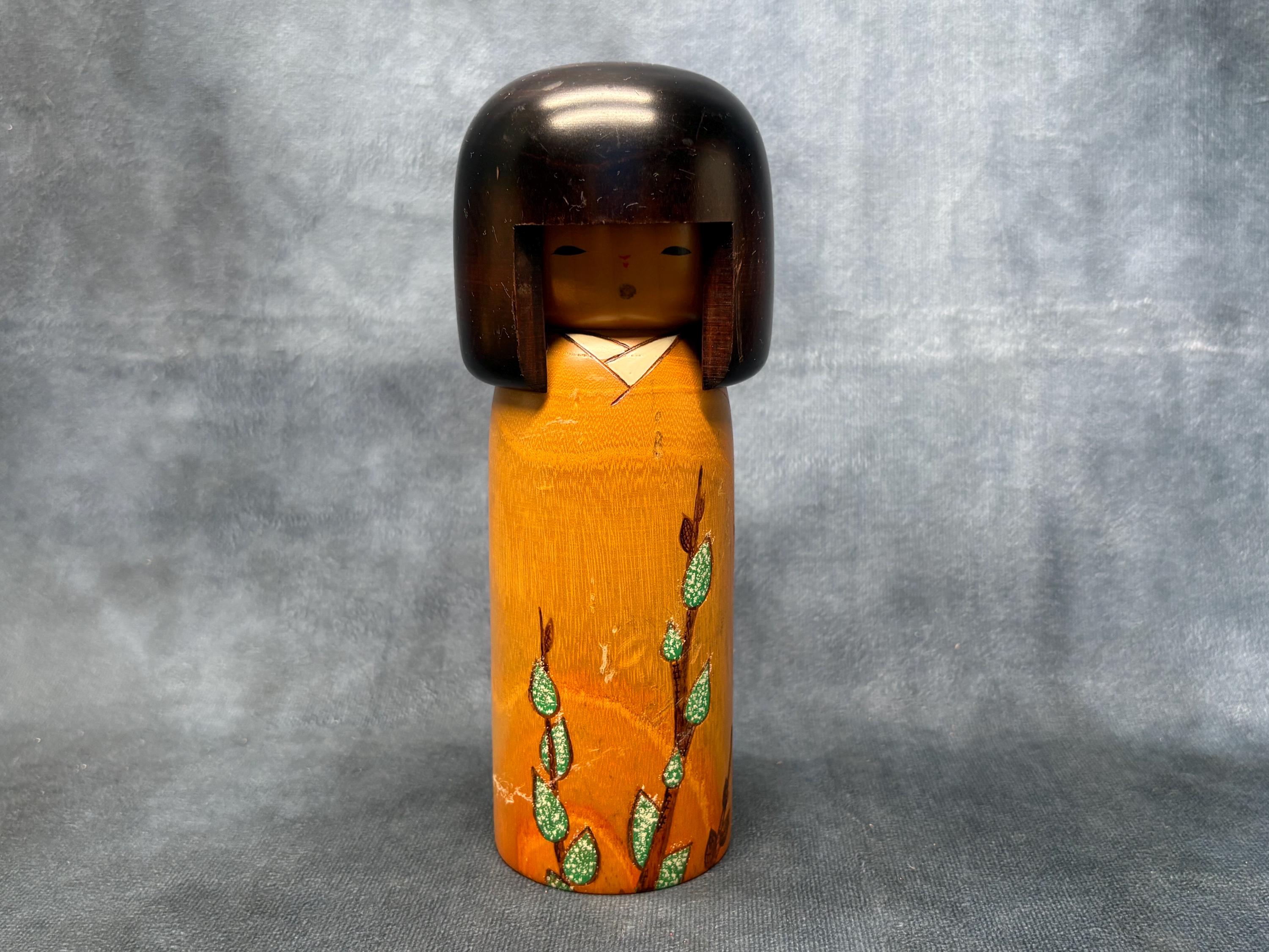 岡本卯三郎創作こけし、ヴィンテージ木製創作こけし、日本の手作り民芸