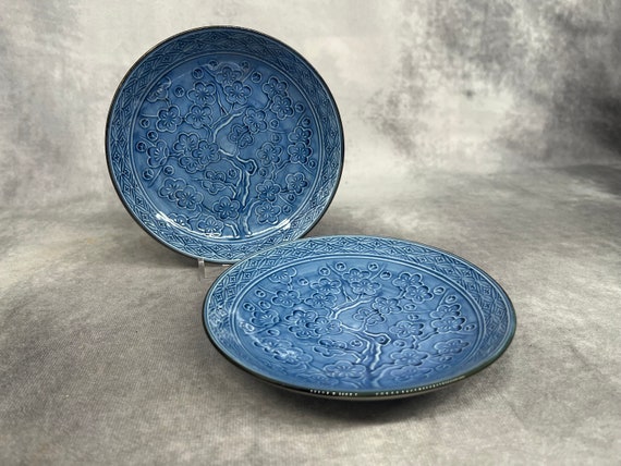 2 guarniciones de porcelana japonesa con flores de cerezo rollo de pan sushi etc. Vajilla japonesa antigua porcelana azul y blanca Etsy Espana