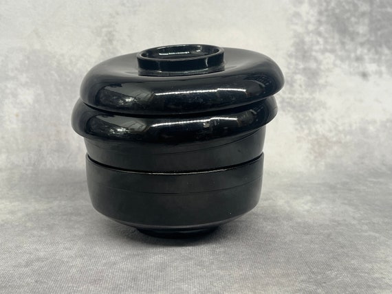 蓋付き木製漆塗りボウル 2 個セット、アンティーク日本キッチン