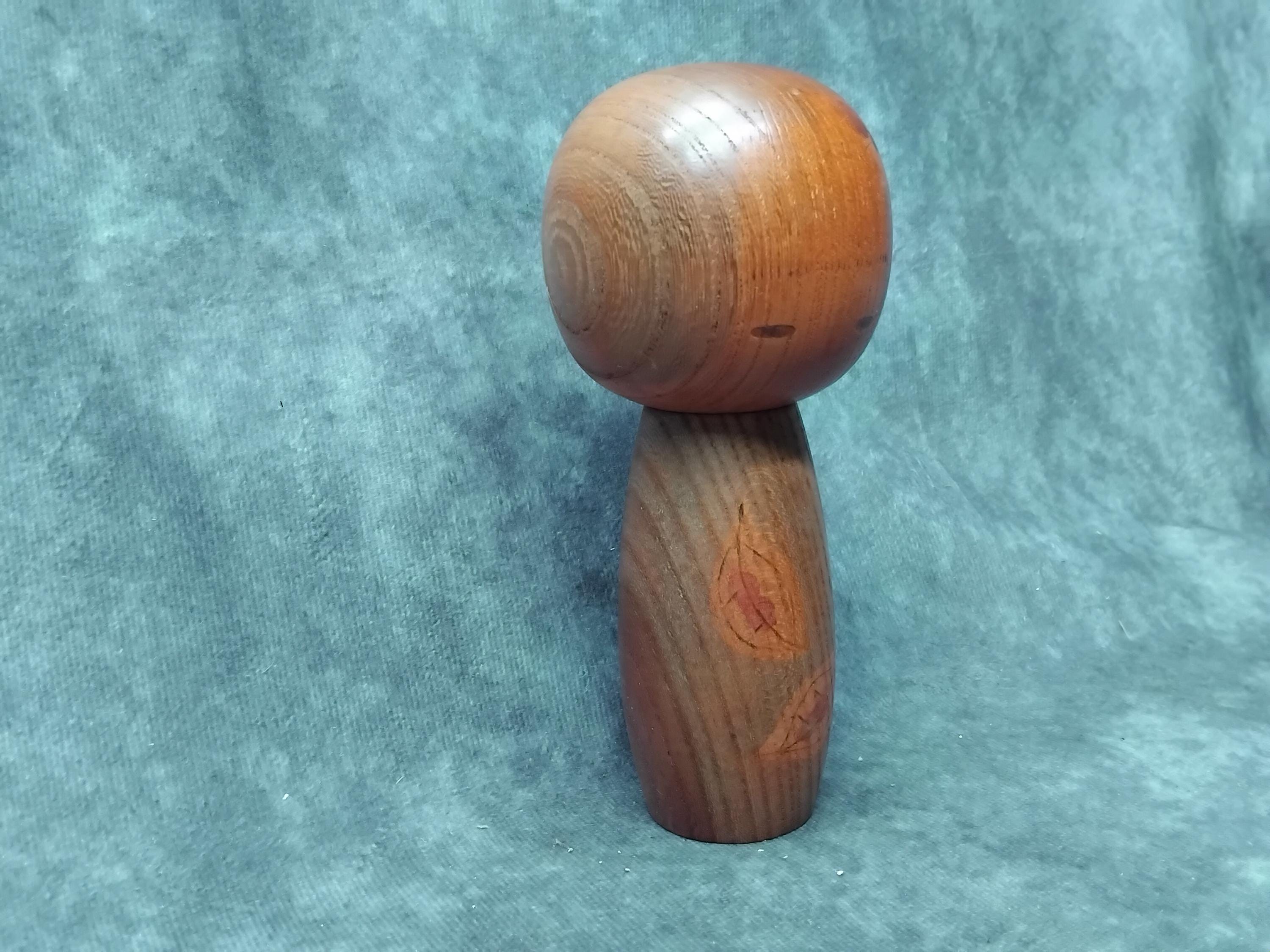 関口東亜こけし、ヴィンテージ木製創作こけし、日本の手作り民芸品
