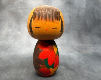 ヴィンテージ 木製 こけし人形 約23cm 川瀬裕二 ヴィンテージこけし (17 cm/6.7インチ)、日本の創作創作木製