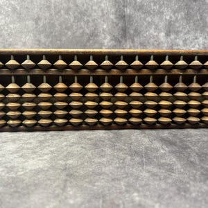 Large Antique Japanese Soroban Wooden Abacus 15 Row
