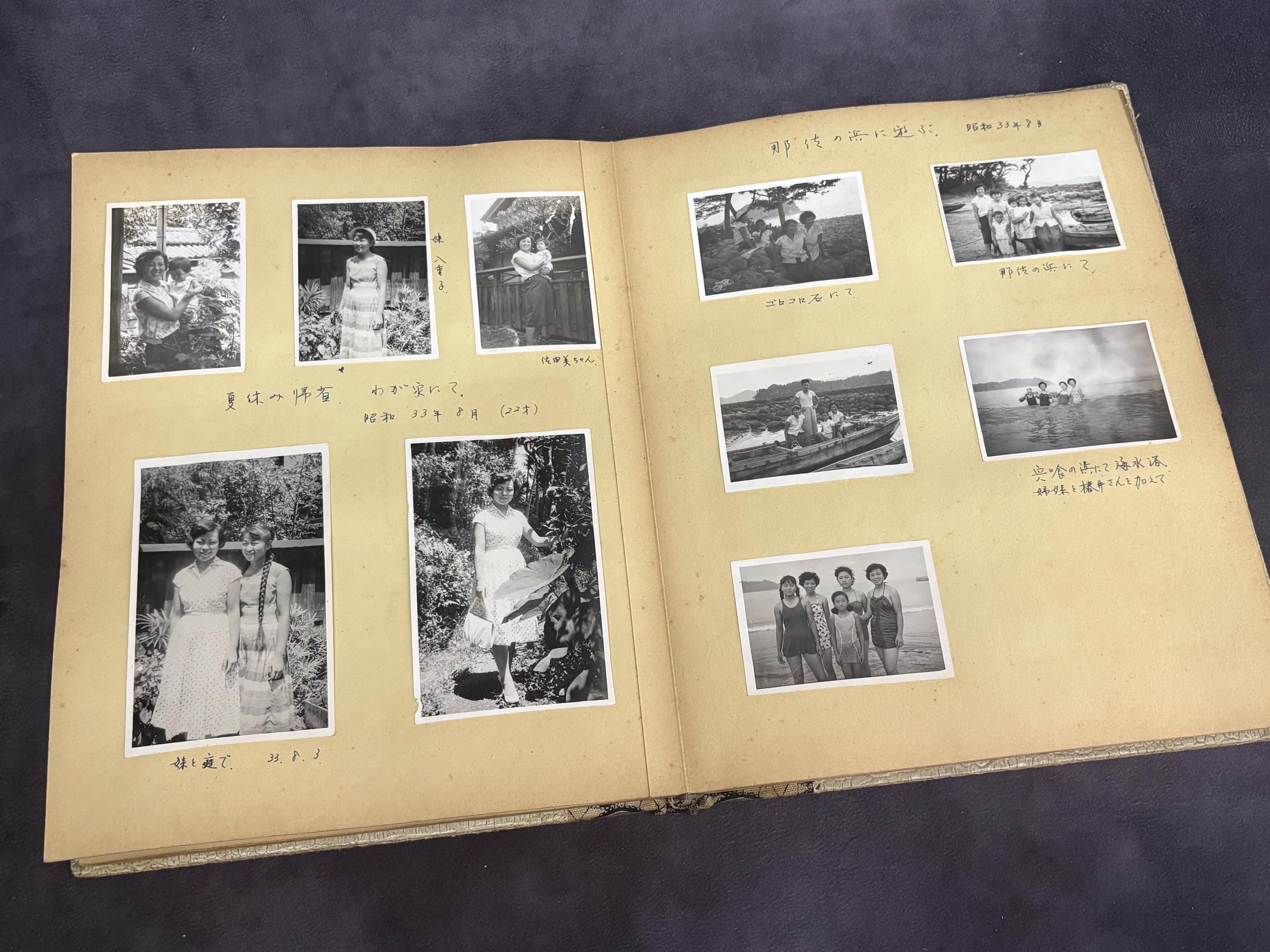 ビンテージ写真アルバム 117 枚の写真、日本の写真 白黒 さまざまな