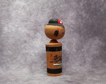 首振りこけし人形、ヴィンテージ日本製木製こけし、日本製手作り民芸品